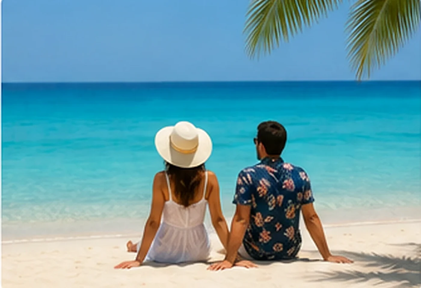 Travellers relaxing on a Maldives beach