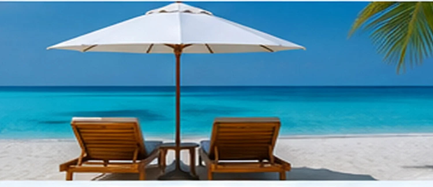 Maldives beach chairs beside a turquoise lagoon